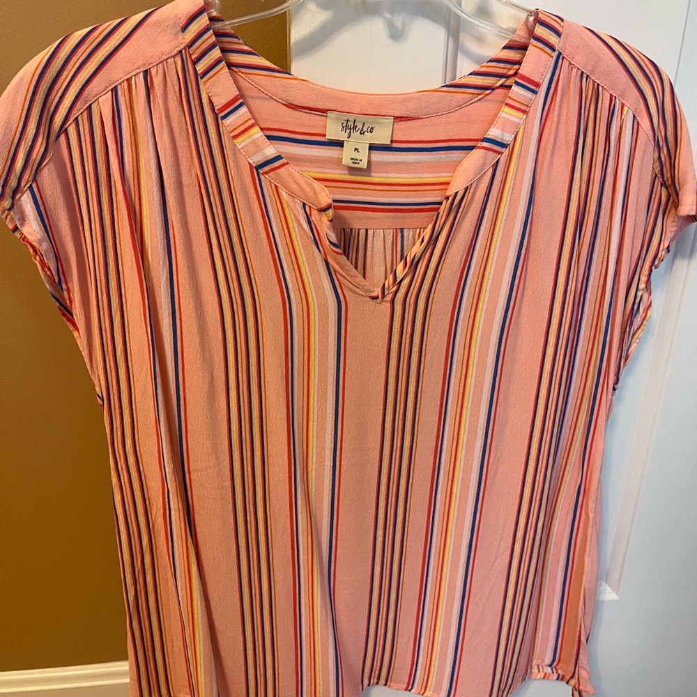 Style & Co peach striped cap sleeve top